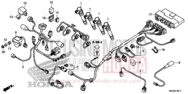 HILFSKABELBAUM (CBR1000RA/SA) von CBR1000RR „Fireblade“ GRAPHITE BLACK (NHB01) von 2016